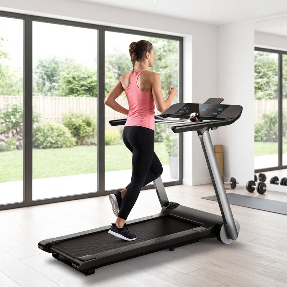 Airfind Walking Treadmill for Home with Adjustable Speed 0.6 to 8 MPH and Shock Absorption Belt and USB Port and Transport Wheels Folding Treadmill, Dark