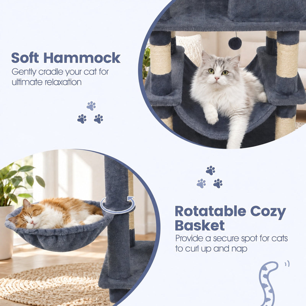 Airfind 66 Inch Tall Cat Tree Multi-Level Cat Tower with 2 Condos Sisal Scratching Posts, 33 lbs Capacity, Dark Gray