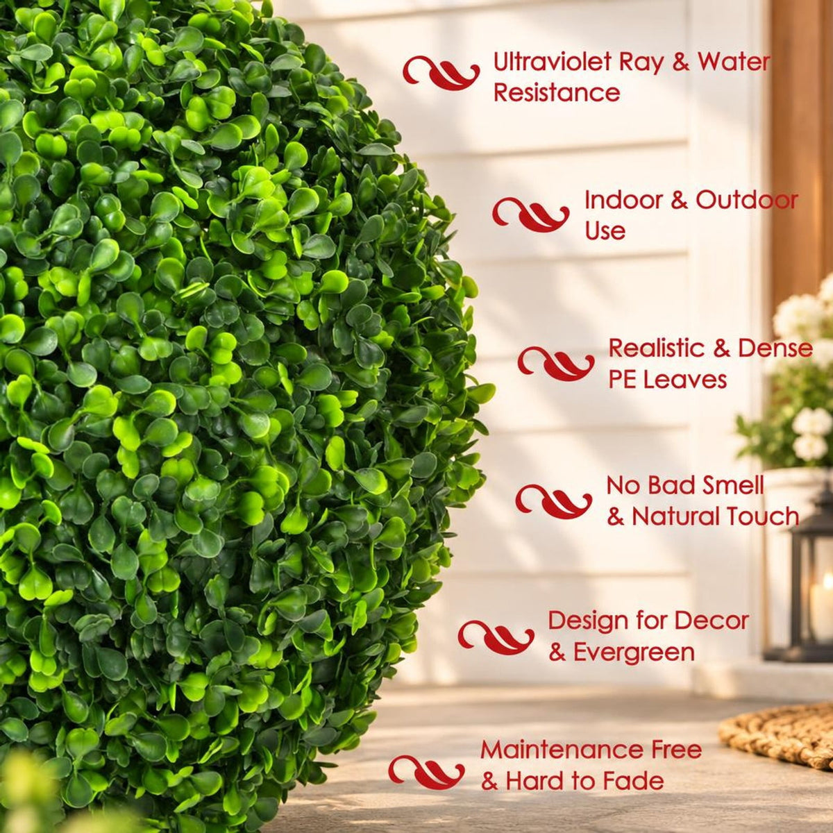 Airfind 2 Pieces 15.7 Inch Artificial Boxwood Topiary Ball Tree Set, PE Frame, 19 Inch x 19 Inch x 19 Inch Footprint, Green