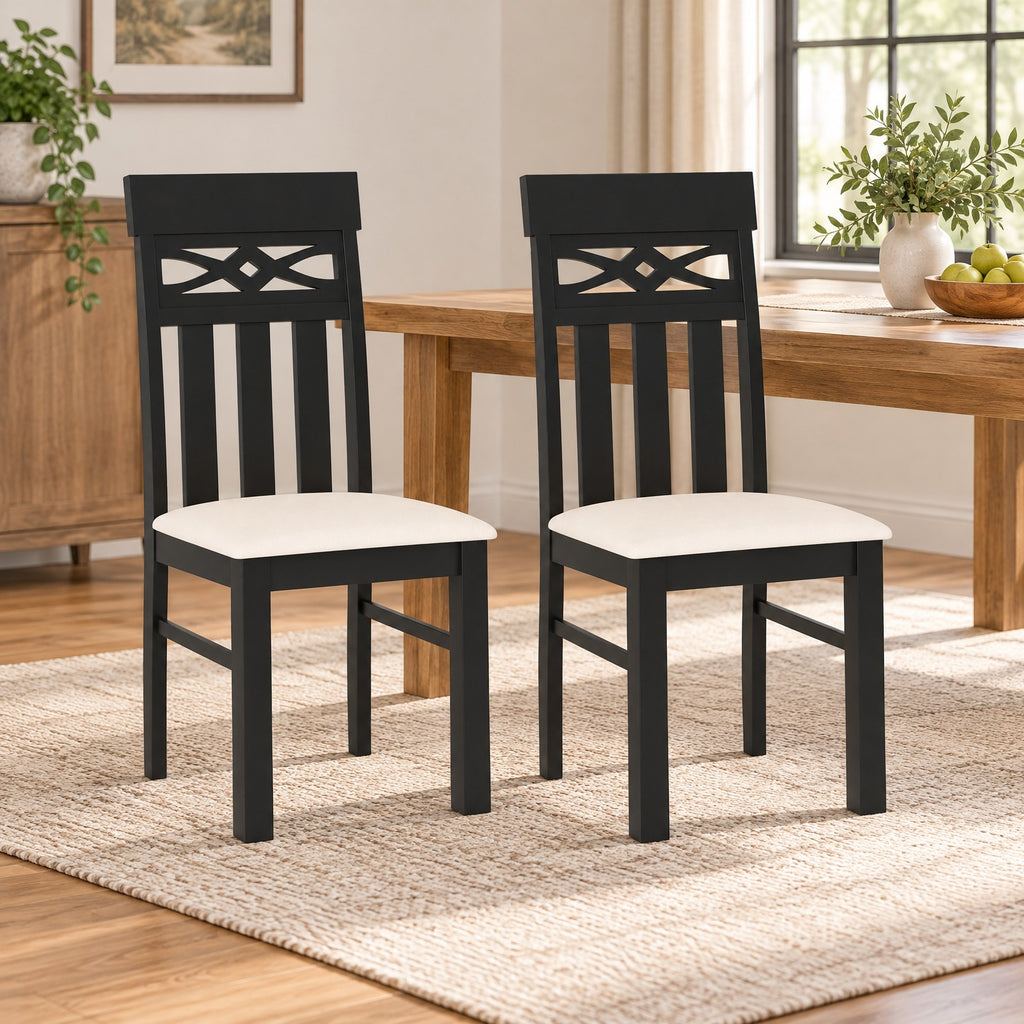 Airfind Dining Chairs Set of 2 High Back Dining Room Chairs with Padded Seat and Rubber Wood Frame, 330 lbs Capacity, 19.5 Inch x 17.5 Inch x 38 Inch Footprint