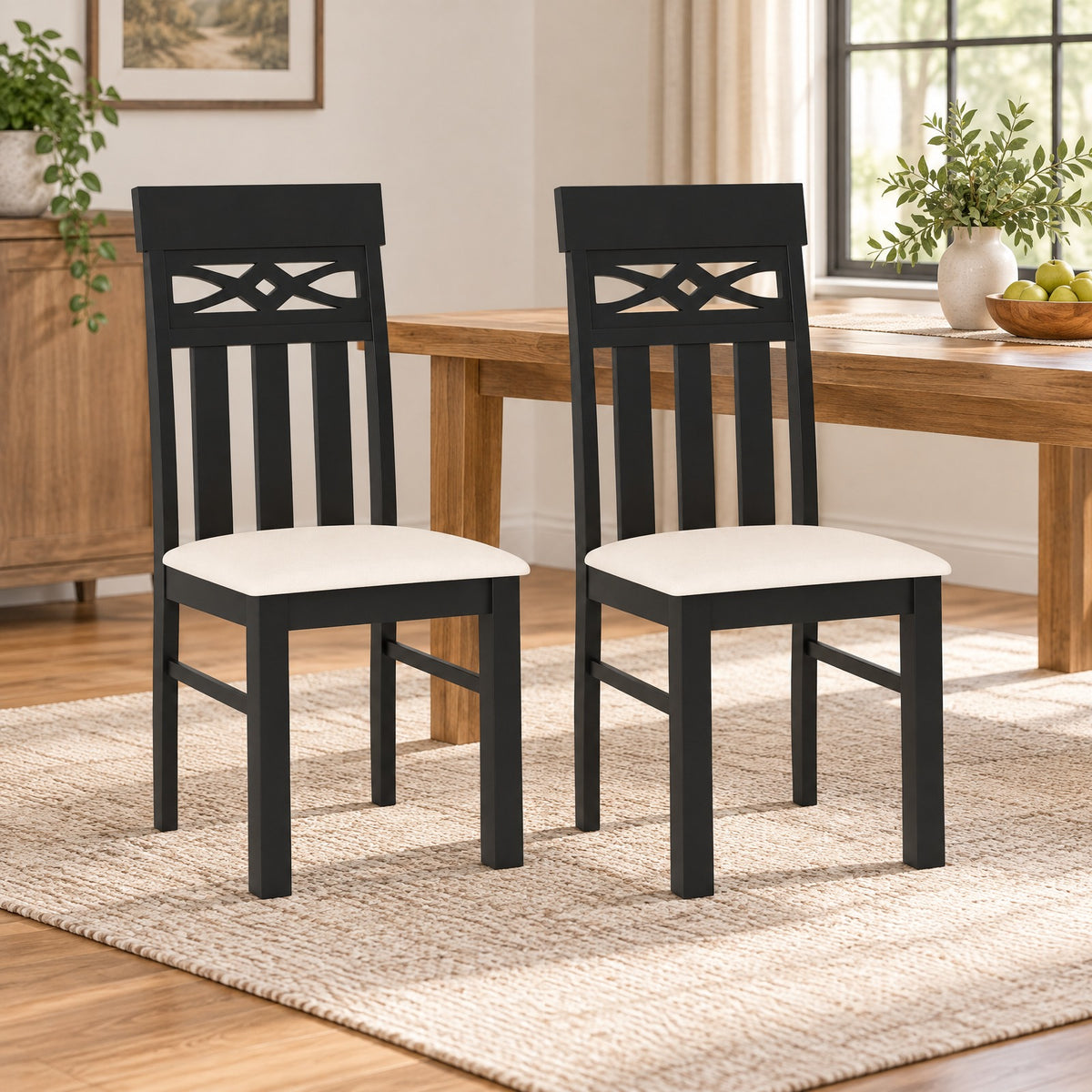Airfind Dining Chairs Set of 2 High Back Dining Room Chairs with Padded Seat and Rubber Wood Frame, 330 lbs Capacity, 19.5 Inch x 17.5 Inch x 38 Inch Footprint