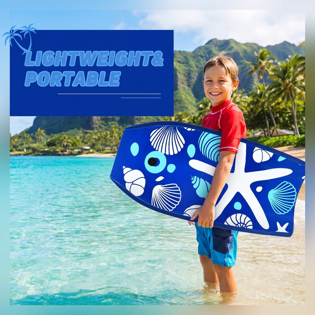 Airfind 41 Inch Portable Travel Bodyboard for Adults ¡ª XPE Deck, EPS Core, HDPE Slick Bottom, Crescent Tail, Wrist Leash (Blue)