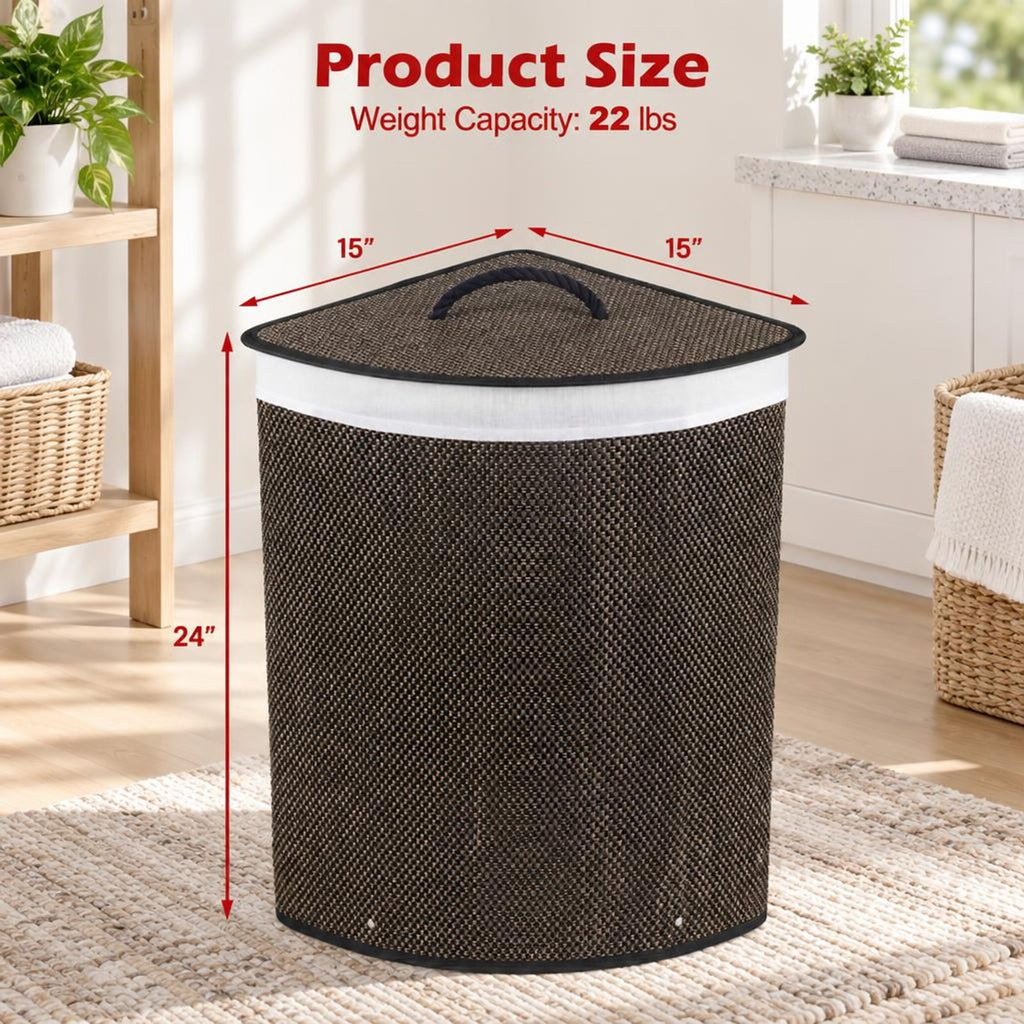 Airfind 15 Gal Capacity Bamboo Laundry Hamper with Removable Liner, 22 lbs Capacity, Bamboo Polyester Cotton Metal Engineered Wood Frame, Black
