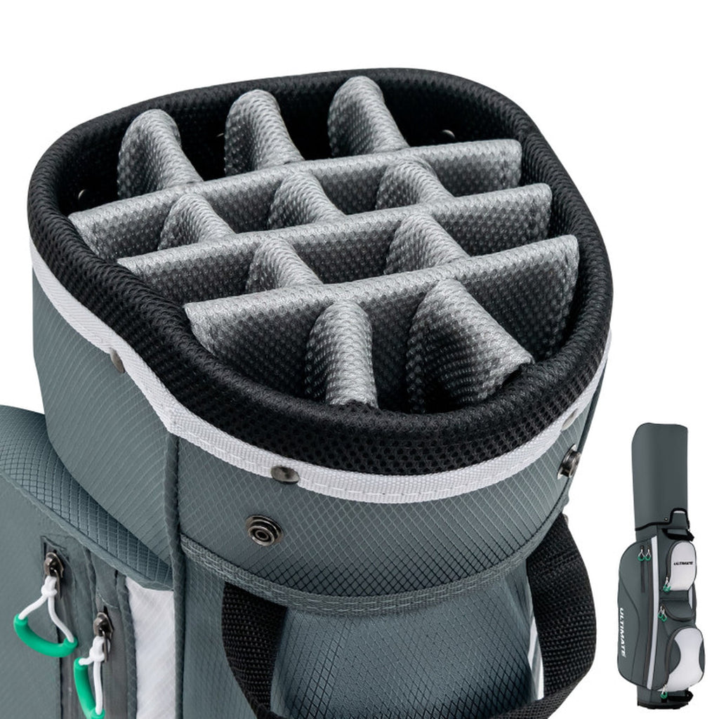 Airfind Ultra-Light 14-Way Cart Bag with Cooler Bag, 7 Pockets and Rain Hood, Gray