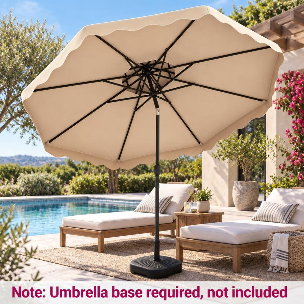Airfind 9 Feet Patio Umbrella with Push Button Tilt and Crank, Polyester Fabric Metal Frame, 9 x 8.1 ft Footprint, Beige