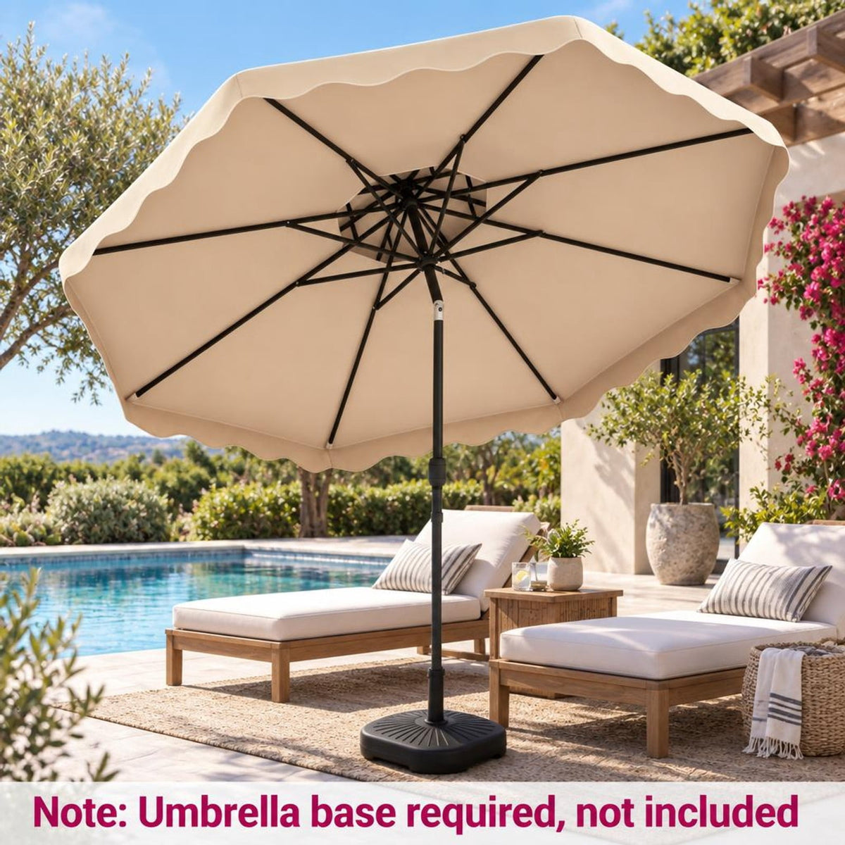 Airfind 9 Feet Patio Umbrella with Push Button Tilt and Crank, Polyester Fabric Metal Frame, 9 x 8.1 ft Footprint, Beige