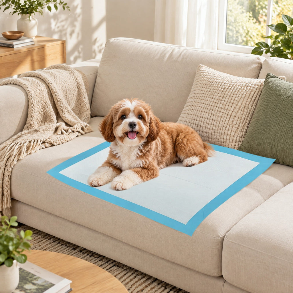 Airfind 150 Pieces 24 x 36 Inch Pet Wee Pee Piddle Pad, Non-woven Fabric Fluffy Pulp PE Film Absorbent Tissue S Pee Frame, Blue+White