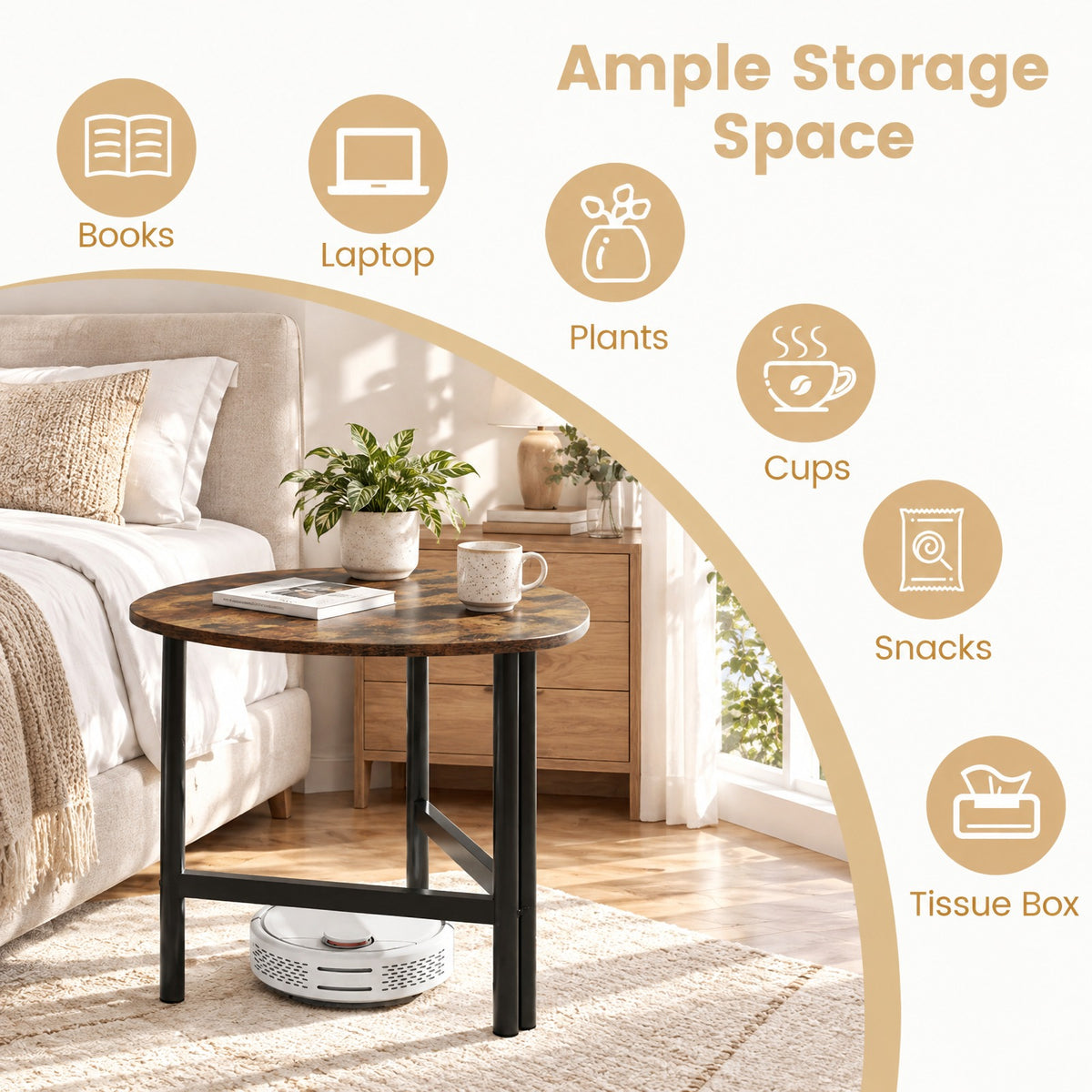Airfind Triangle Coffee Table Oval Coffee Table with Metal Legs Industrial Center Table, 132 lbs Capacity, Engineered Wood Metal Frame, Coffee