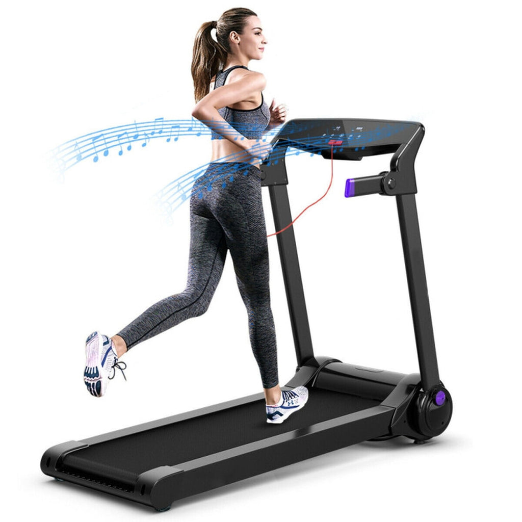 Airfind 3HP Folding Treadmill for Home with Audio Console and Cushioned Deck for Daily Cardio with 242 lb Capacity, Purple