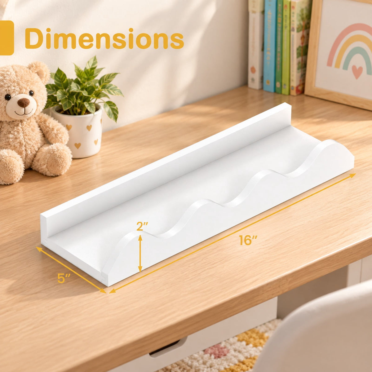 Airfind 16 Inch Kids Bookshelf Set of 4 Floating Nursery Book Shelves for Decoration Book Toy Storage, 11 lbs Capacity, Fir Wood Frame, White