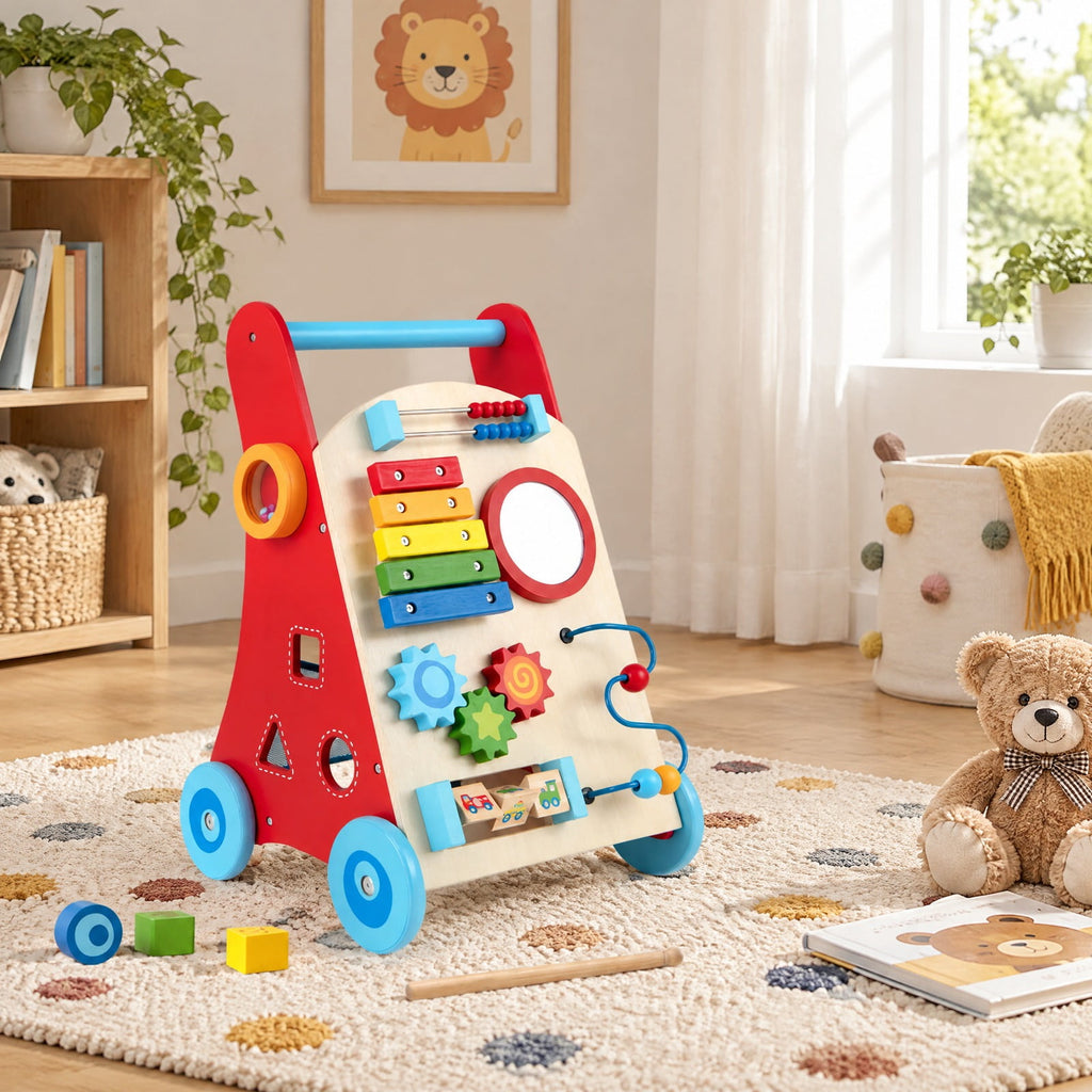 Airfind Child Push Walker with Handle and Wheels for Youth 3 and Years Old, MDF Plywood Solid Wood for Convenient Everyday Use, Unspecified