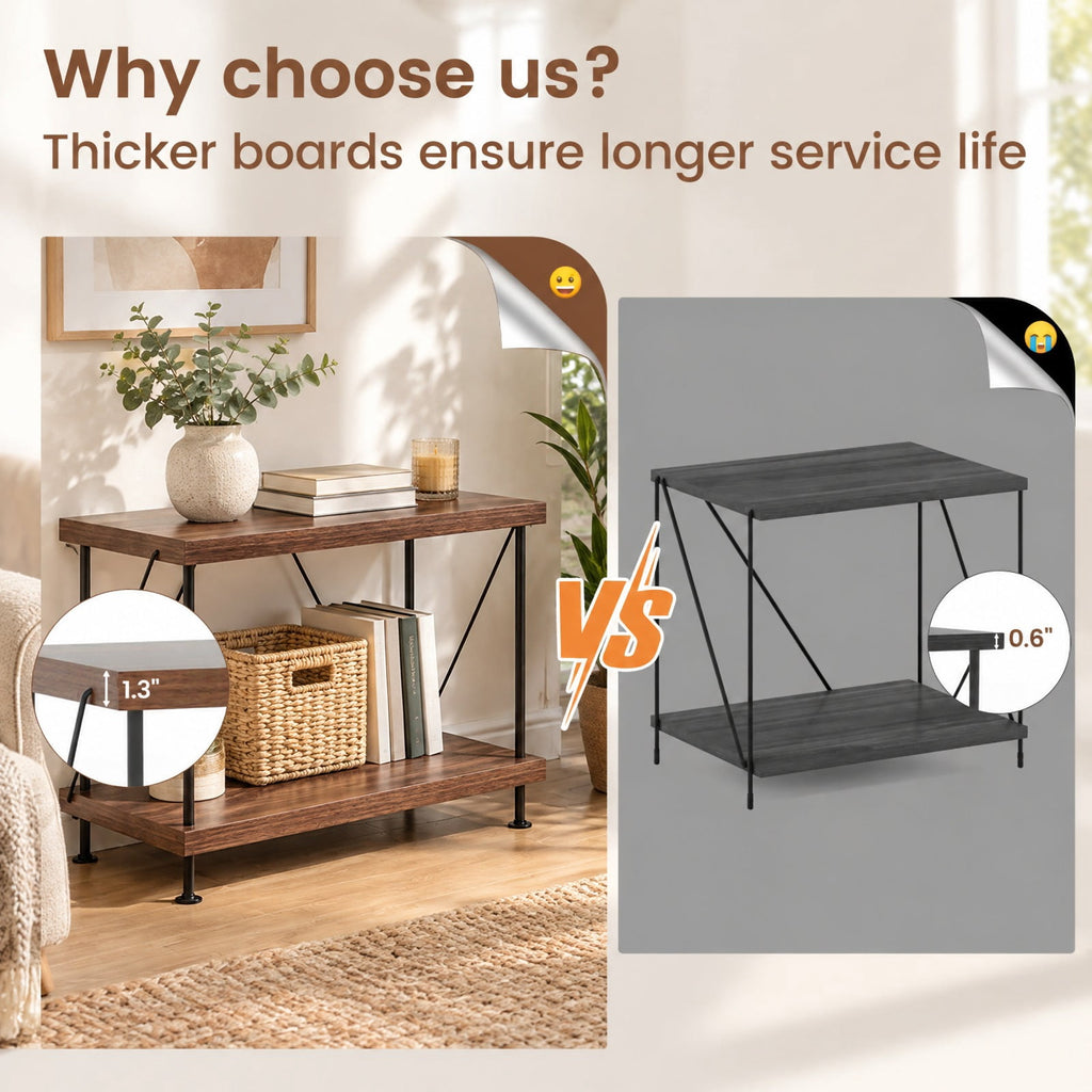 Airfind 2/3/4/5-Tier Multipurpose Display Rack with Metal Frame-2, 45 lbs Capacity, MDF Metal 2-tier: Frame, Walnut