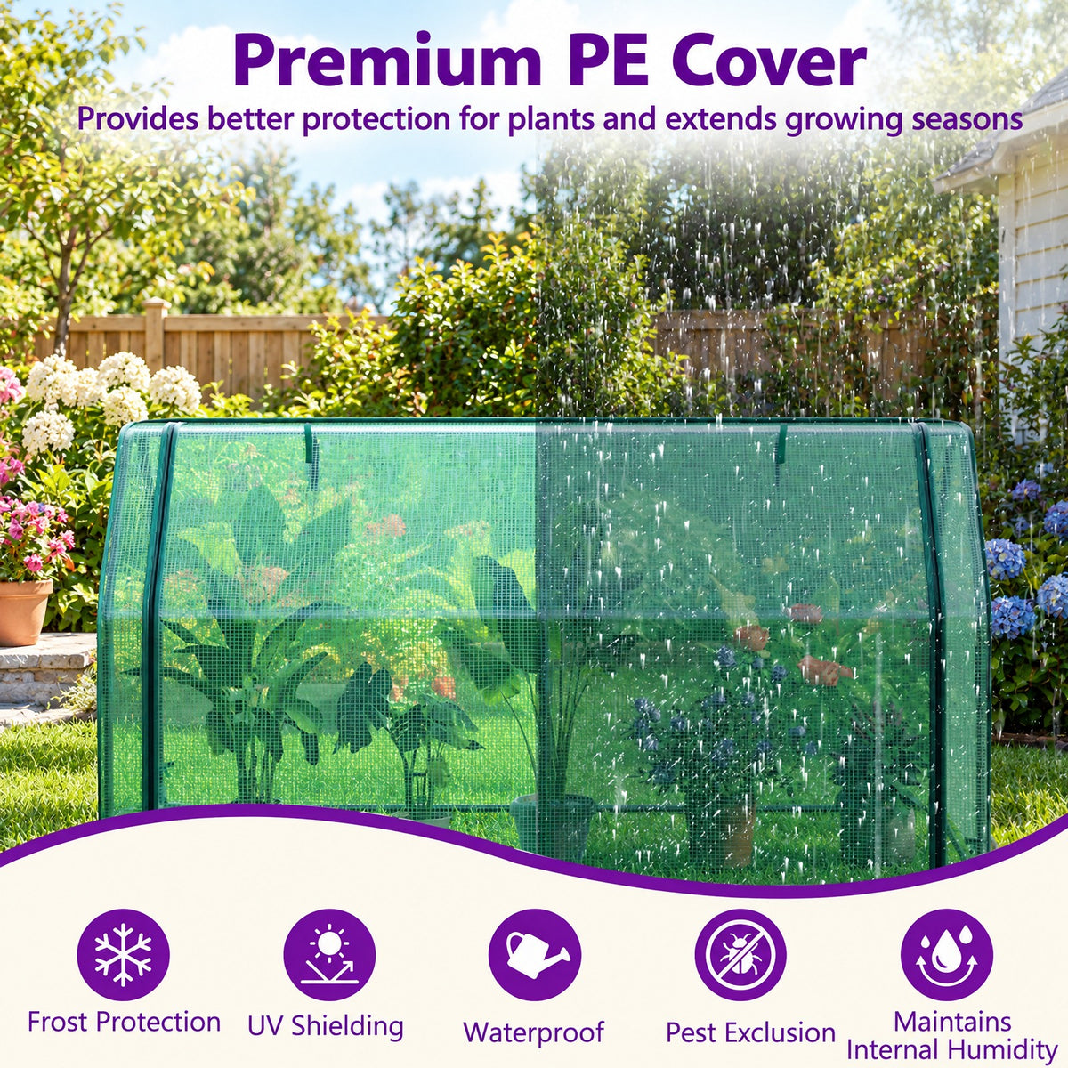 Airfind Portable Mini Greenhouse Small Garden Greenhouse with PE Cover and Zippered Roll-up Door for Vegetables, Green