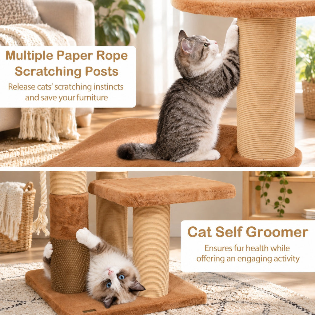 Airfind 65 Inches Tall Cat Tree with Self-groomer and Removable Cat Bed, 33 lbsNet Weight 52.5 lbsBox Qty1(May vary by batch) Capacity, Coffee