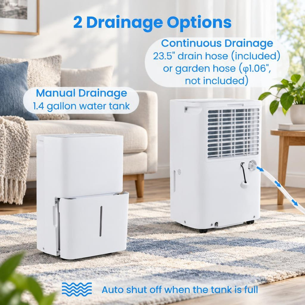 Airfind 94.5 Pints Dehumidifier with 24H Timer and LED Display, ABS Frame, 13 Inch x 9 Inch x 19.5 Inch Rated Footprint for Everyday Use, White
