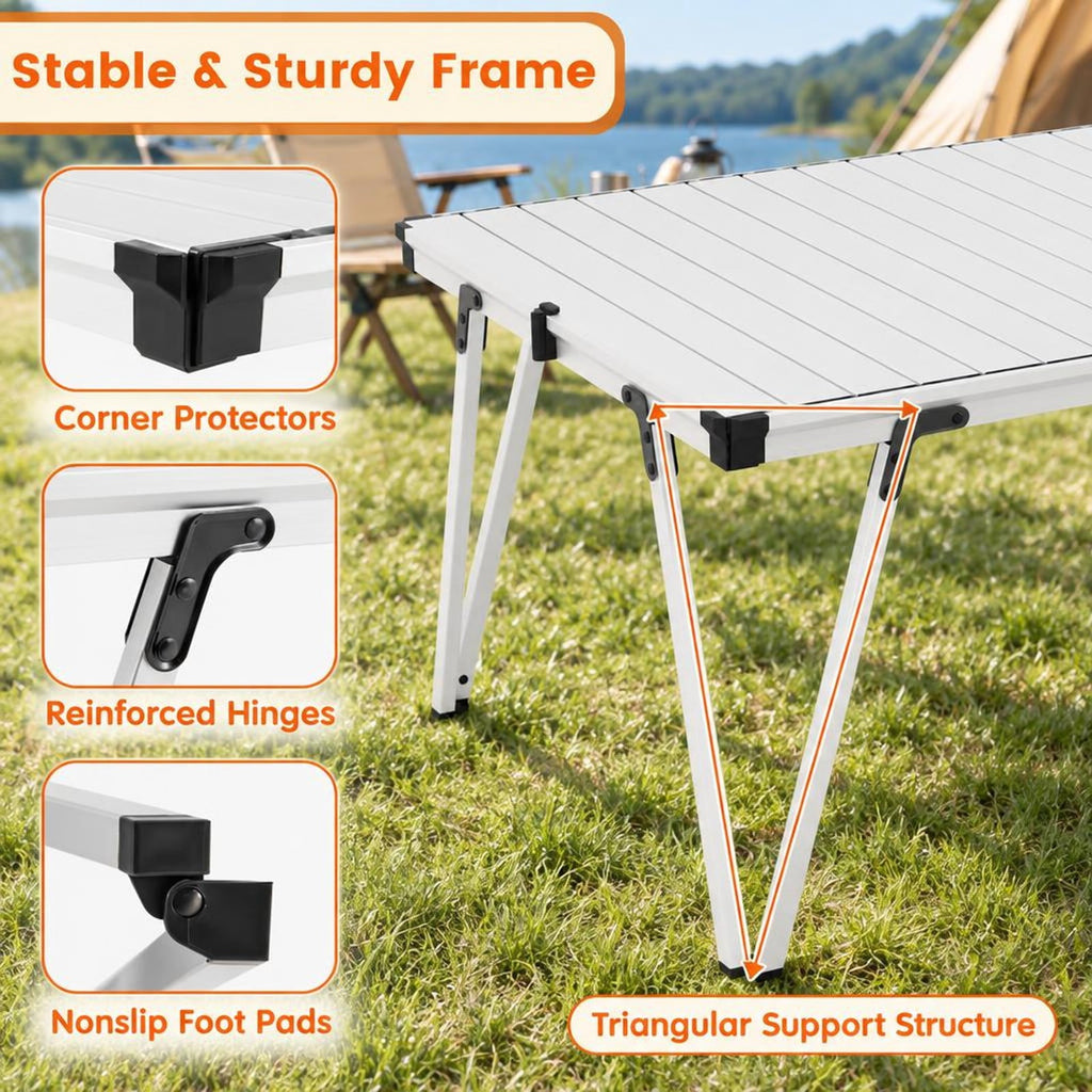 Airfind Folding Camping Table Picnic Table with Storage Bag and Waterproof Desktop, 176lbs Capacity, Aluminum PP Frame, 37 x 27 x 19 Footprint