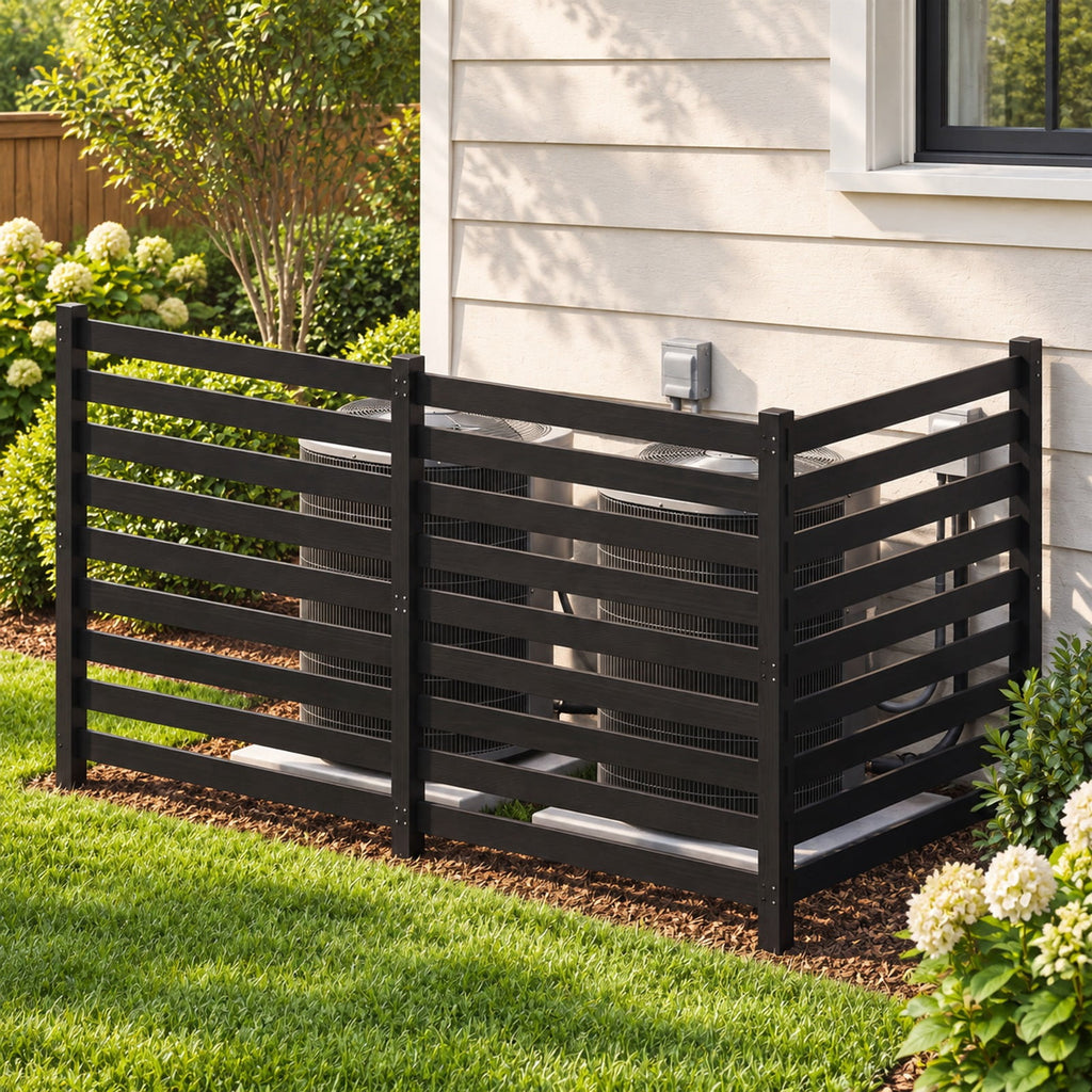 Airfind 3-Panel Wooden Outdoor Privacy Fence with Ground Stakes, Fir Wood Frame, Black, Product Dimensions of Each Screen 38.5 Inch