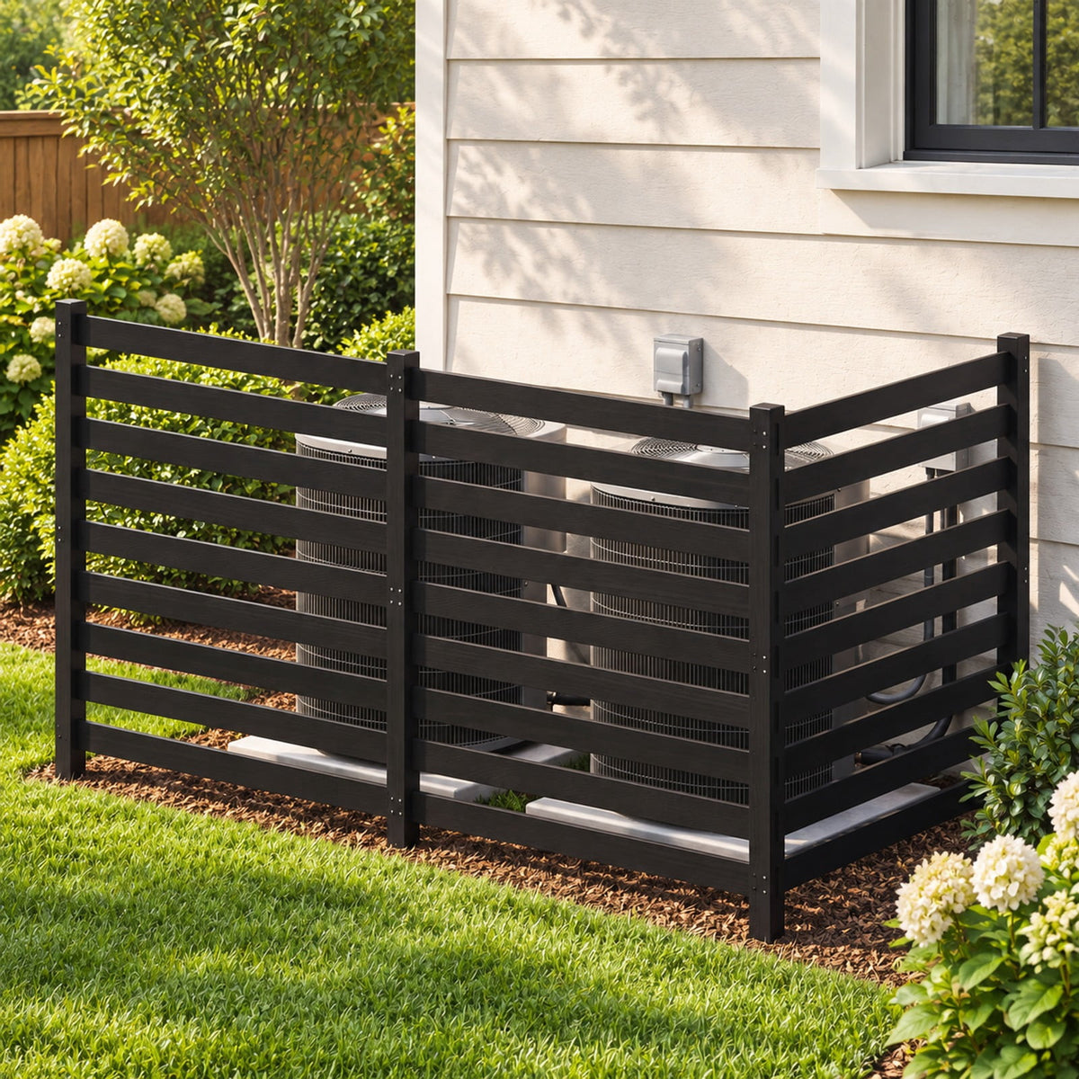 Airfind 3-Panel Wooden Outdoor Privacy Fence with Ground Stakes, Fir Wood Frame, Black, Product Dimensions of Each Screen 38.5 Inch