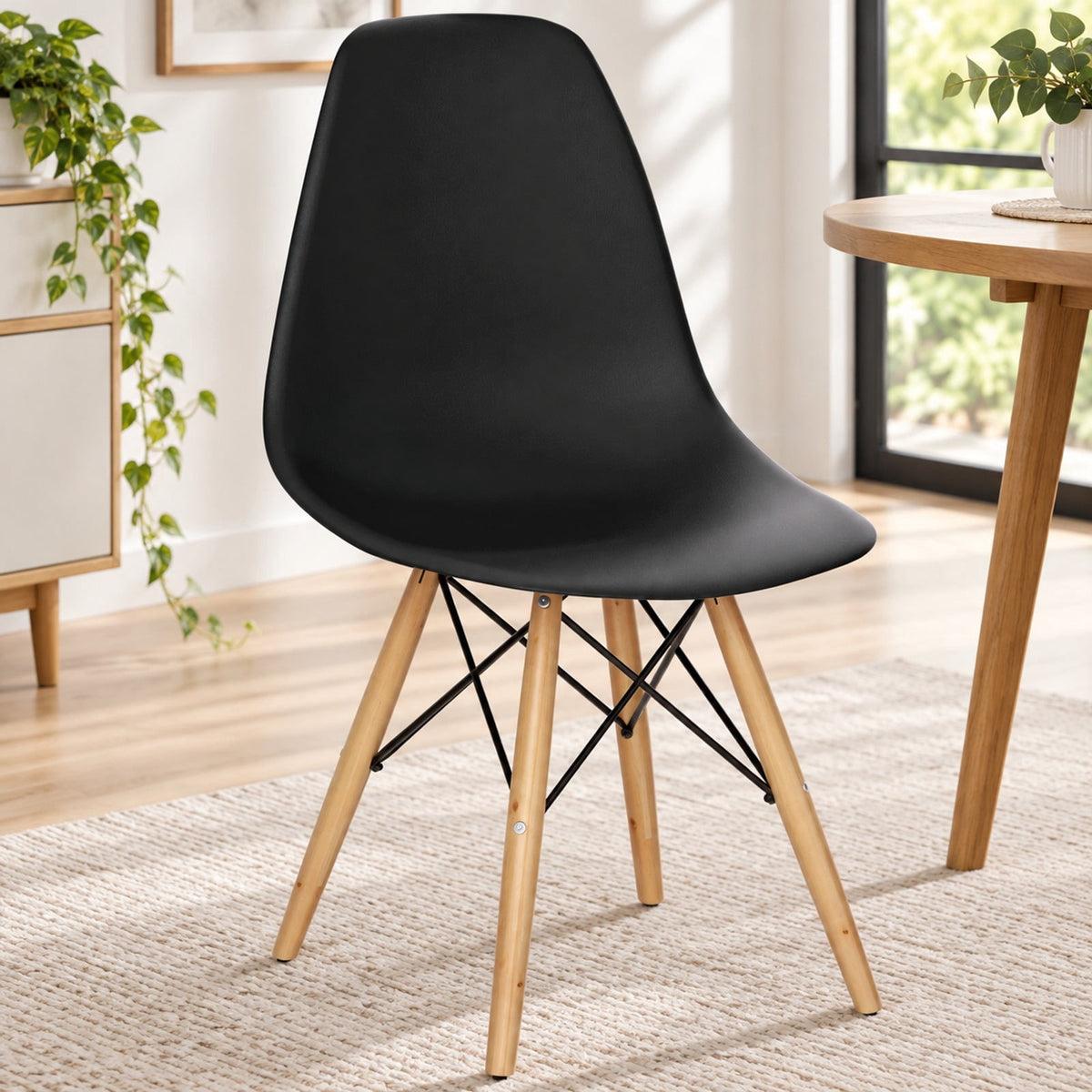 Airfind Set of 2 Mid-Century Modern DSW Dining Side Chair, PP seat Beech Wood legs Weight limit : 300 pounds Frame, 22in x 18.5in x 32in Footprint