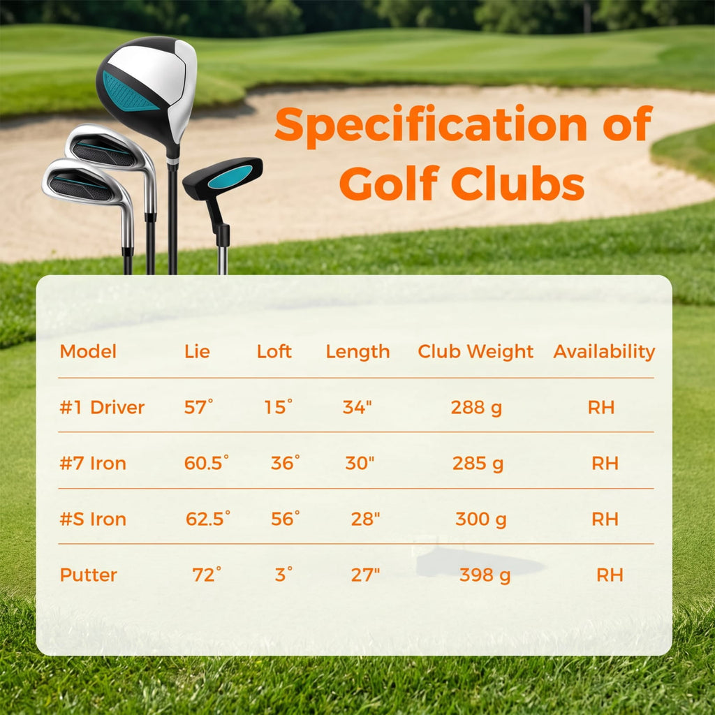 Airfind Junior Complete Golf Club Set for Kids Right Hand with Driver Irons Putter Stand Bag and Rain Hood Ages 8 to 10, Blue