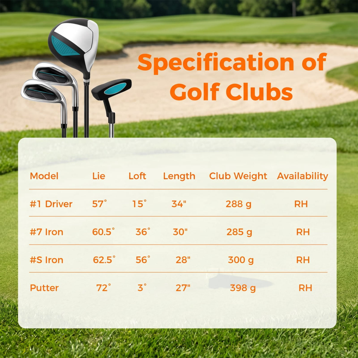 Airfind Junior Complete Golf Club Set for Kids Right Hand with Driver Irons Putter Stand Bag and Rain Hood Ages 8 to 10, Blue