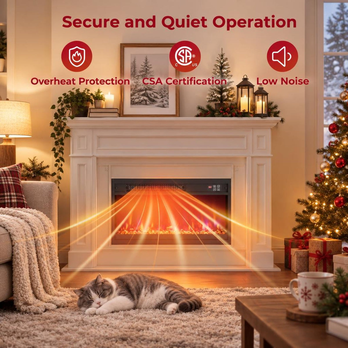 Airfind 18/23/26 Inch 1500W Electric Fireplace Insert with Remote Control-23 inches, Metal Tempered Glass Frame, 19.3in x 4.8in x 17.7in Footprint