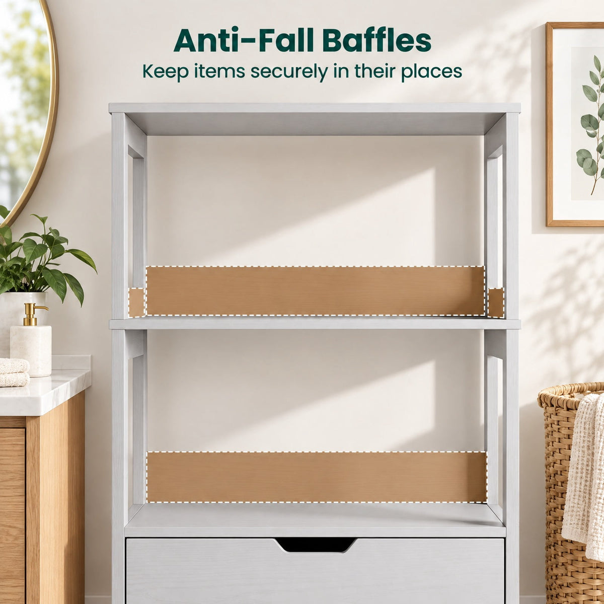 Airfind Bathroom Storage Cabinet with Drawer and Shelf Floor Cabinet, 20 lbs Capacity, MDF PB Frame, Gray
