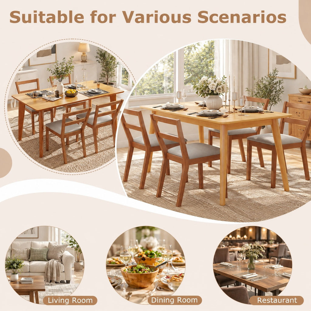 Airfind Wooden Dining Chair Set of 2 Farmhouse Kitchen Chair with Upholstered Seat, 400 lbs Capacity, Rubber Wood Frame, Brown