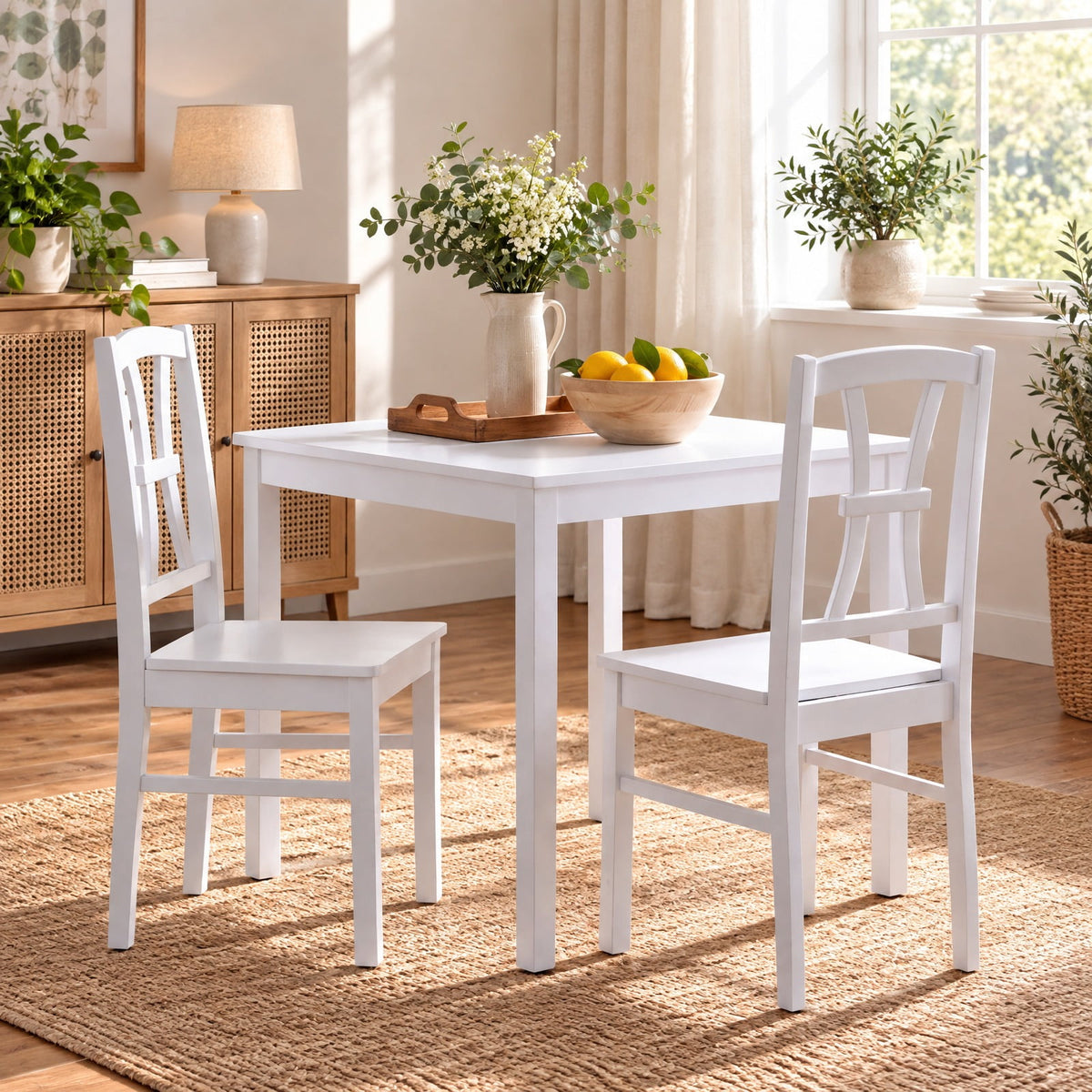 Airfind 400 lbs Capacity Dining Chair Set of 2 with Cross Backrest and Rubber Wood Frame, 400 lbs Capacity, Rubber Wood Engineered Wood Frame, White
