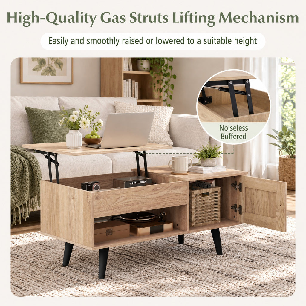 Airfind Lift Top Coffee Table with Storage and Hidden Compartment, 66 lbs Capacity, Engineered Wood MDF Frame, 39.5 x 19.5 x 18 Footprint