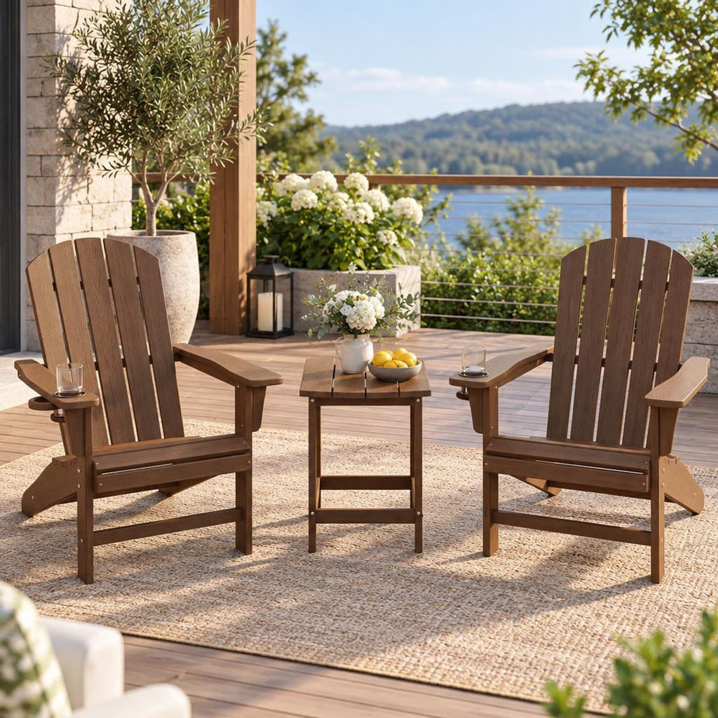 Airfind 18 Inch Weather Resistant Side Table for Garden Yard Patio, 200 lbs Capacity, HDPE Frame, 19 x 14.5 x 18 Footprint, Coffee