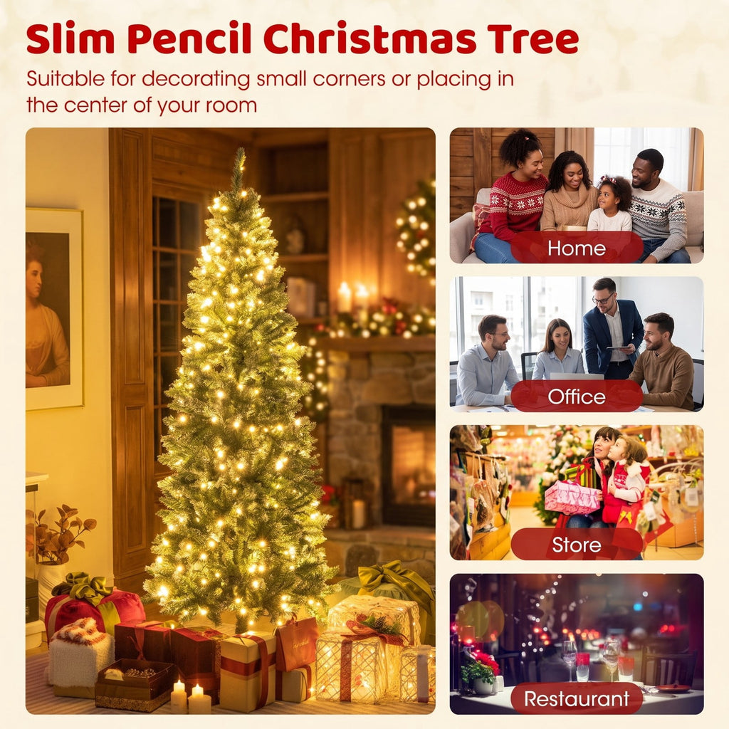 Airfind 6 Feet Pre-Lit Artificial Christmas Tree with 618 Snowy Branch Tips, PVC Metal Tree Height 150 cm Tree Width 48 cm Frame, Blue+Green
