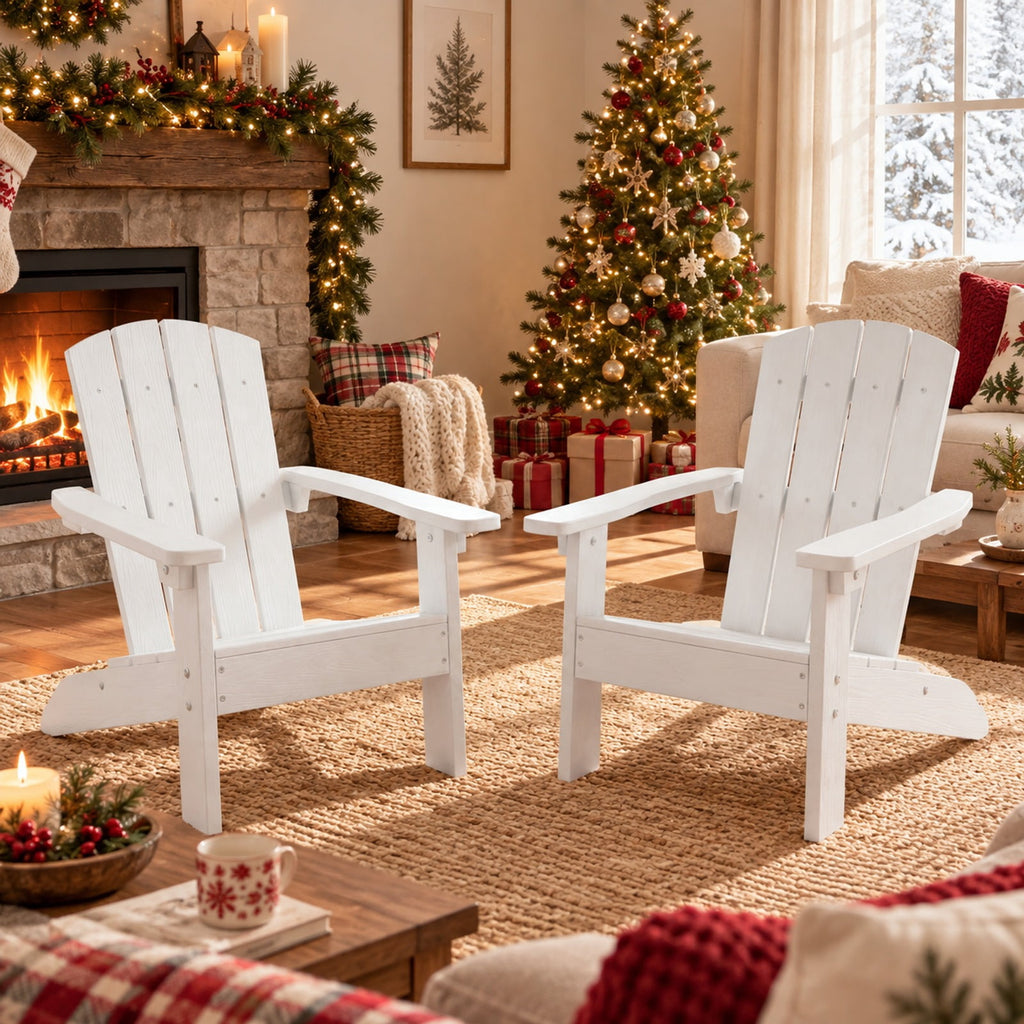 Airfind All-Weather HIPS Kids Adirondack Chair with with High Backrest and Armrests, 165 lbs Capacity, Wood-like HIPS Frame, White