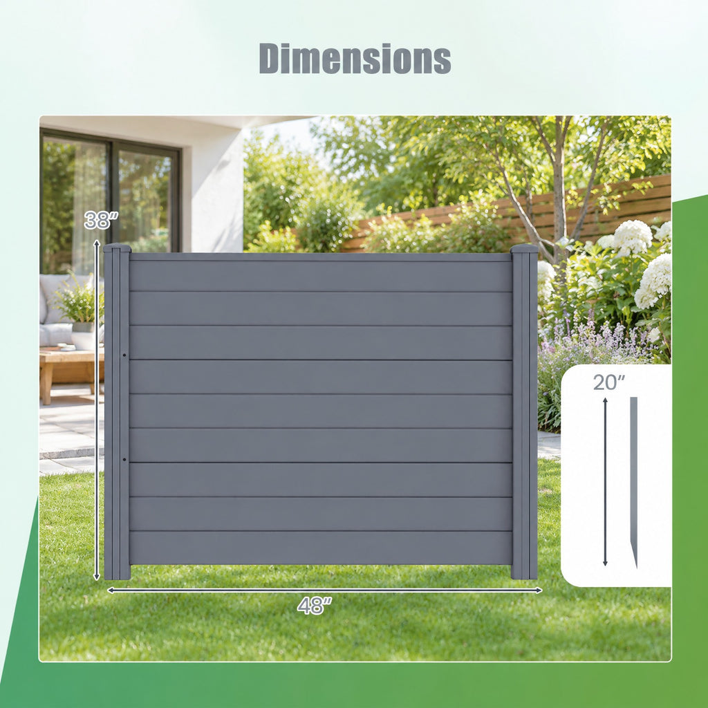 Airfind 48 x 38 Inch Air Conditioner Fence 2 Panels with Metal Ground Stakes, PVC Frame, 48 x 48 x 55 Footprint, Gray
