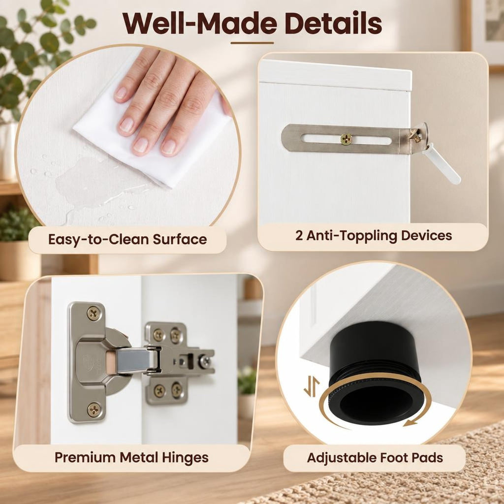 Airfind Farmhouse Bathroom Floor Cabinet featuring Sliding Barn Door, 44 lbs Capacity, Engineered Wood Frame, 23.5 Inch x 12 Inch x 59 Inch Footprint, White