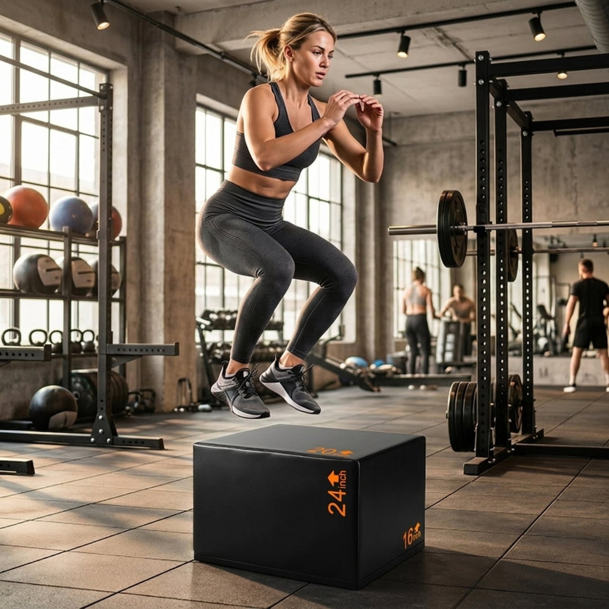 Airfind 3 in 1 Foam Plyometric Box with 3 Adjustable Heights and Non Slip PU Cover for Home Gym Jump Training and Plyo Box Workouts, Black