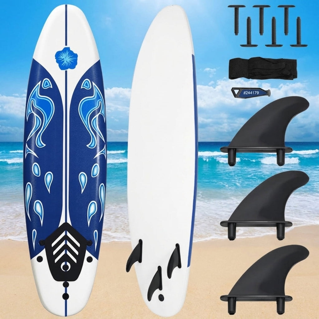 Airfind 6FT Foam Surfboard for Beginners, Adults Kids ¡ª 3 Detachable Thruster Fins, EPS Core, HDPE Slick Bottom, Leash Traction Pad Included (White)