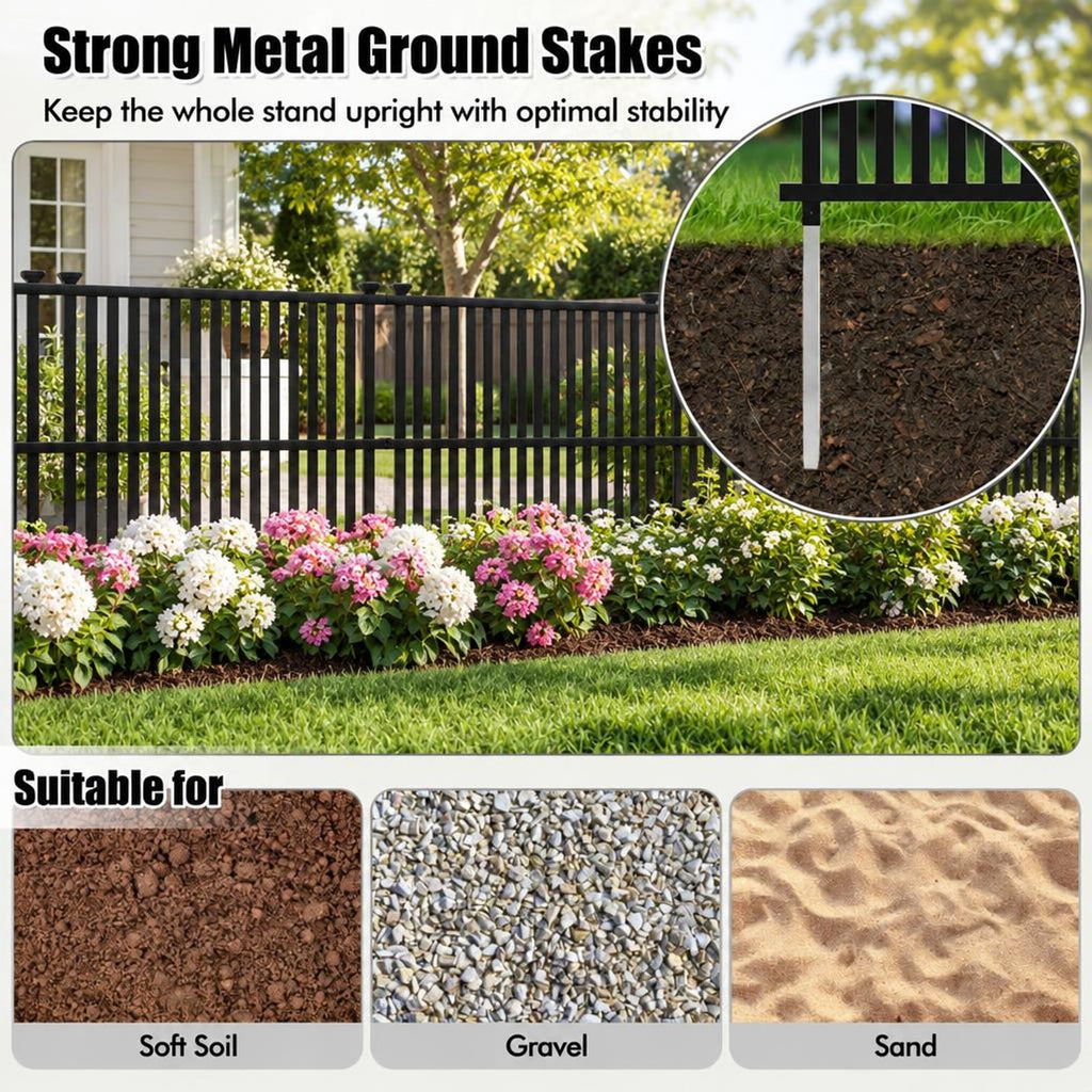 Airfind Air Conditioner Fence Panel with Metal Ground Stakes for Outside, PVC Metal Overall Height: 55 Frame, Black