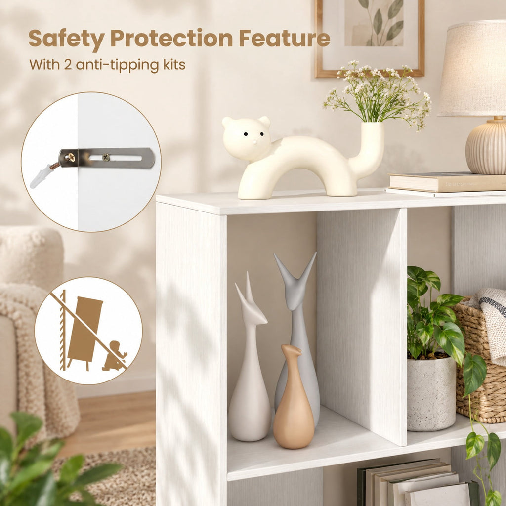 Airfind Open Shelf Bookcase with 4 Compartments, White, 4-cube bookcase provides ample storage space, Assembly is required before use