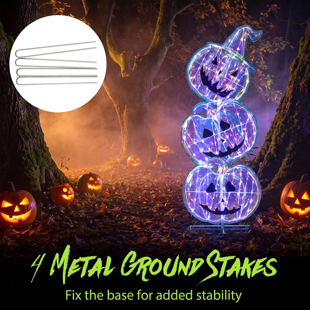 Airfind Standing 150 LED Lighted Pumpkin Halloween Decoration with Base, Plastic Frame, 1.3 x 0.9 x 3.4 FT Footprint, Multicolor
