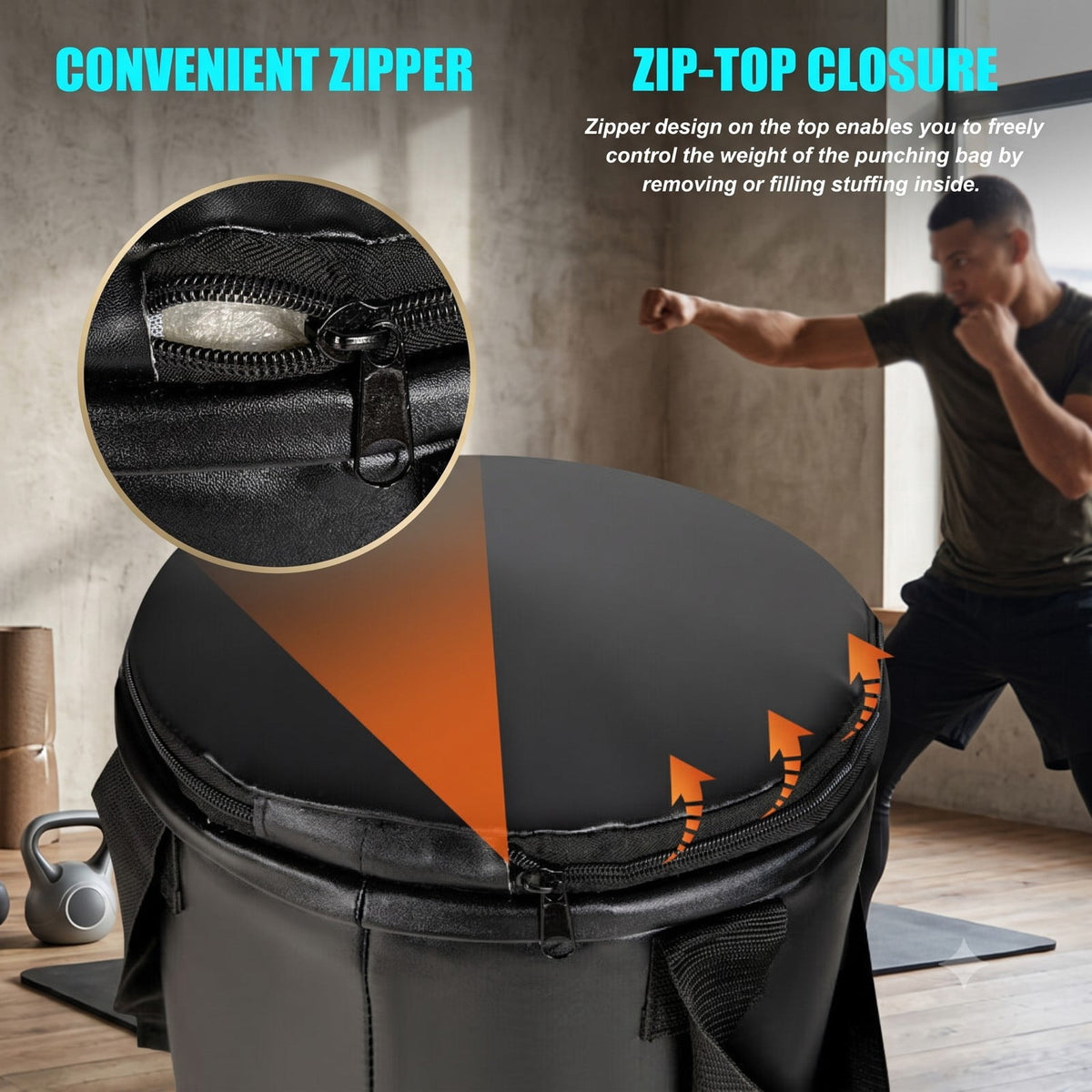 Airfind 63 lbs Filled Punching Bag Set with Boxing Gloves and Hand Wraps, Heavy Duty PVC Leather Freestanding Hanging Boxing Bag for Karate Muay Thai MMA, Black