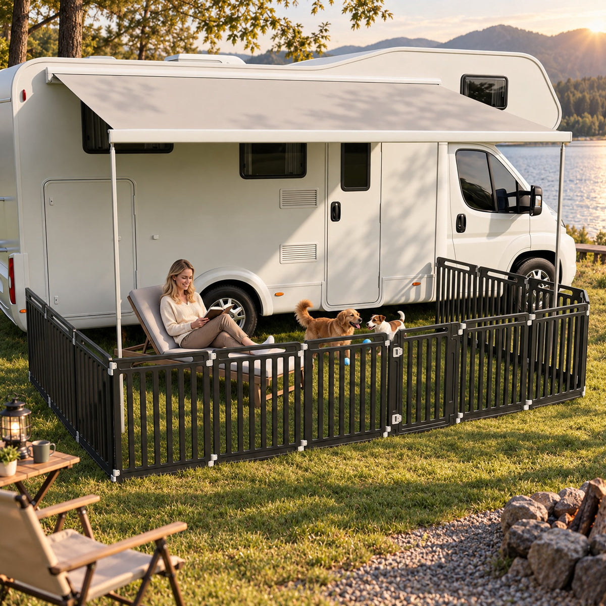 Airfind 31.5 Height Indoor Outdoor Dog Playpen with 12 Panels, Black, Suitable for indoor and outdoor use, Ideal for RV camping travel backyard and more