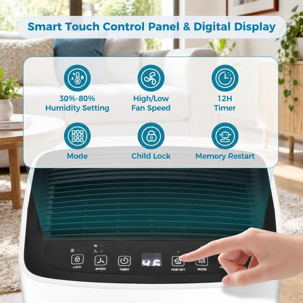Airfind 30 Pints 1500 Sq. Ft Portable Dehumidifier for Medium to Large Spaces, 10 Inch x 8.5 Inch x 18.5 Inch Footprint, ABS Frame, White