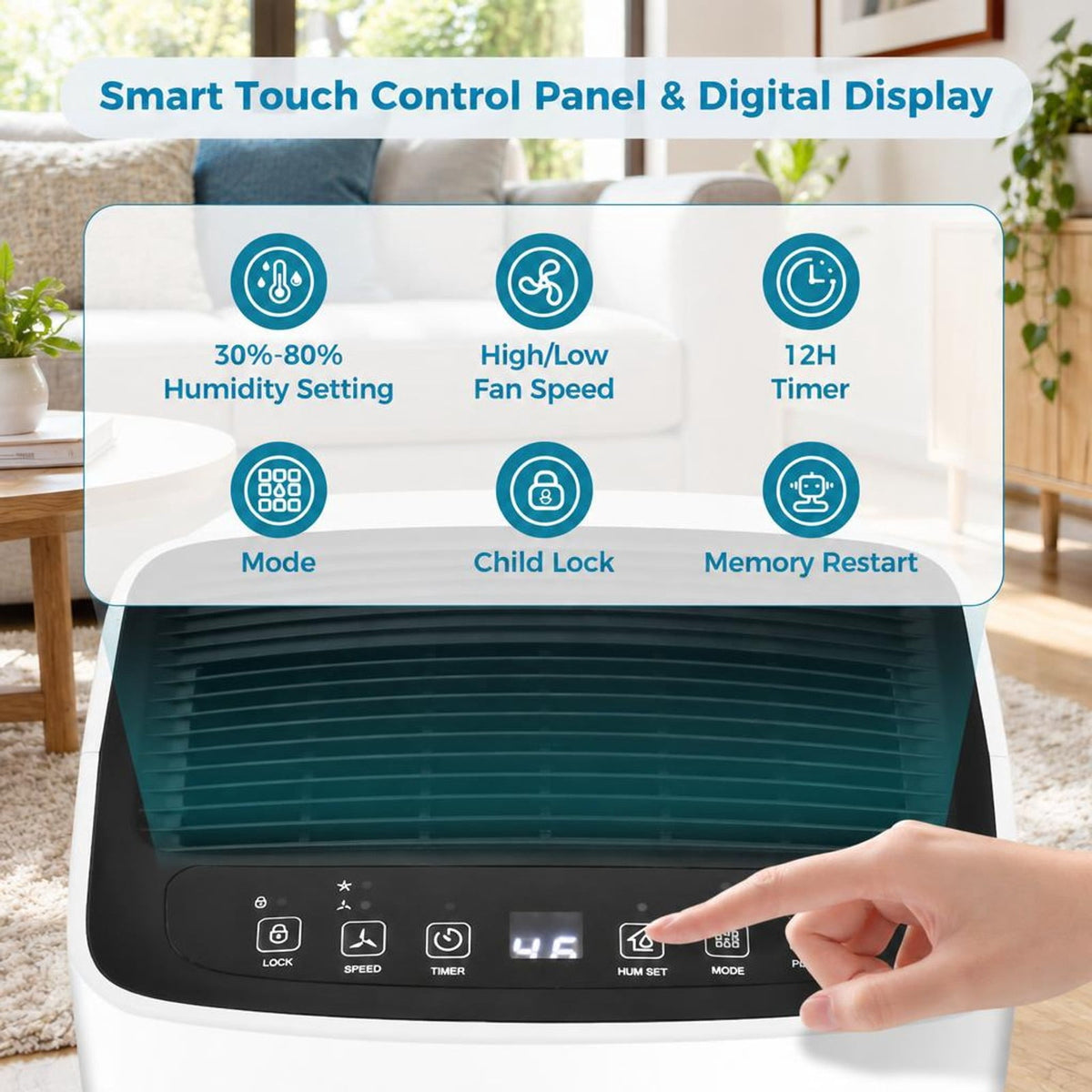 Airfind 30 Pints 1500 Sq. Ft Portable Dehumidifier for Medium to Large Spaces, 10 Inch x 8.5 Inch x 18.5 Inch Footprint, ABS Frame, White