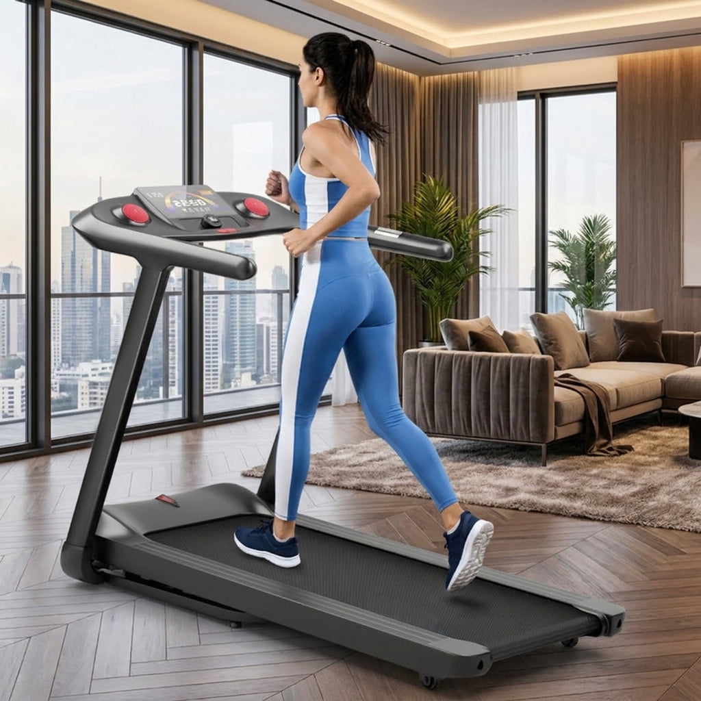 Airfind 4.75 HP Folding Treadmill Running Walking Treadmill for Home with Cushioned Deck and Transport Wheels Supports 264 lbs, Black