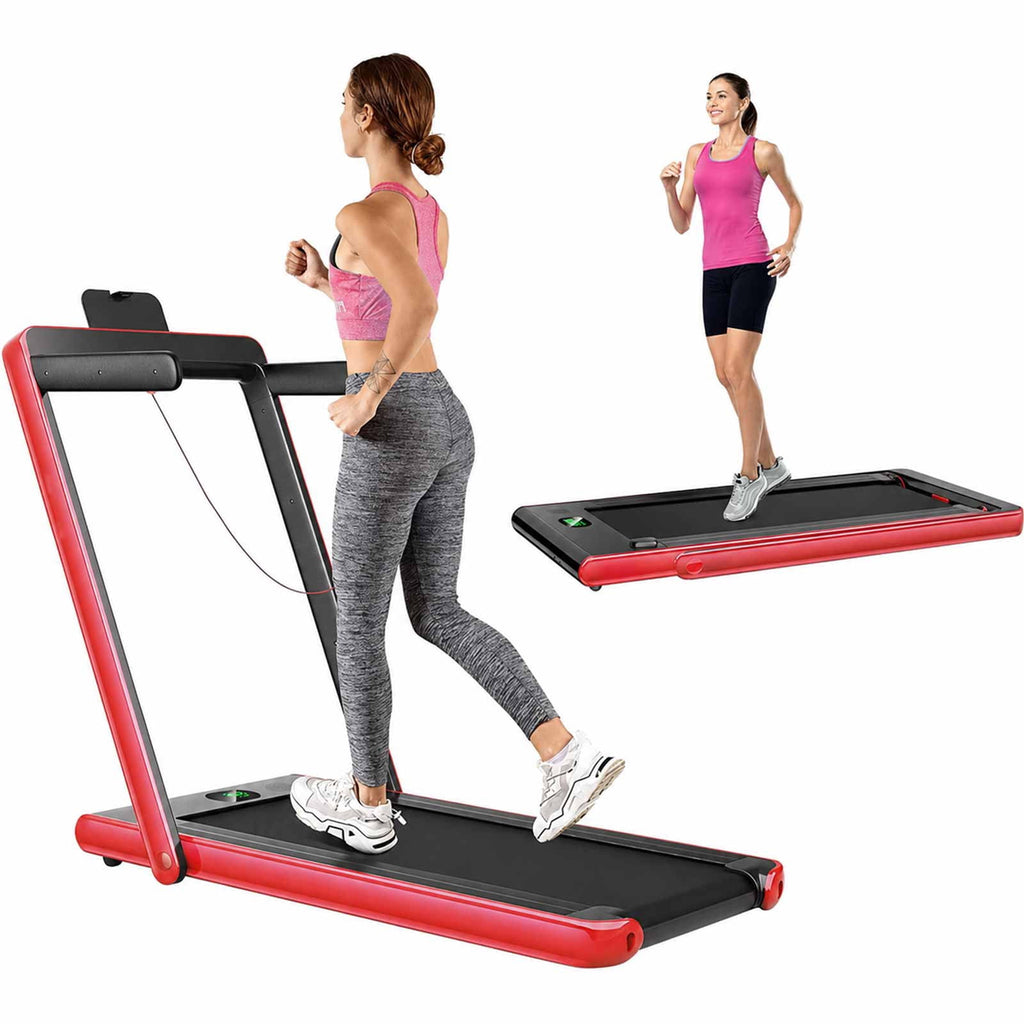 Airfind 2.25HP 2-in-1 Walk-to-Run Folding Treadmill with APP Sync Audio Console, Red
