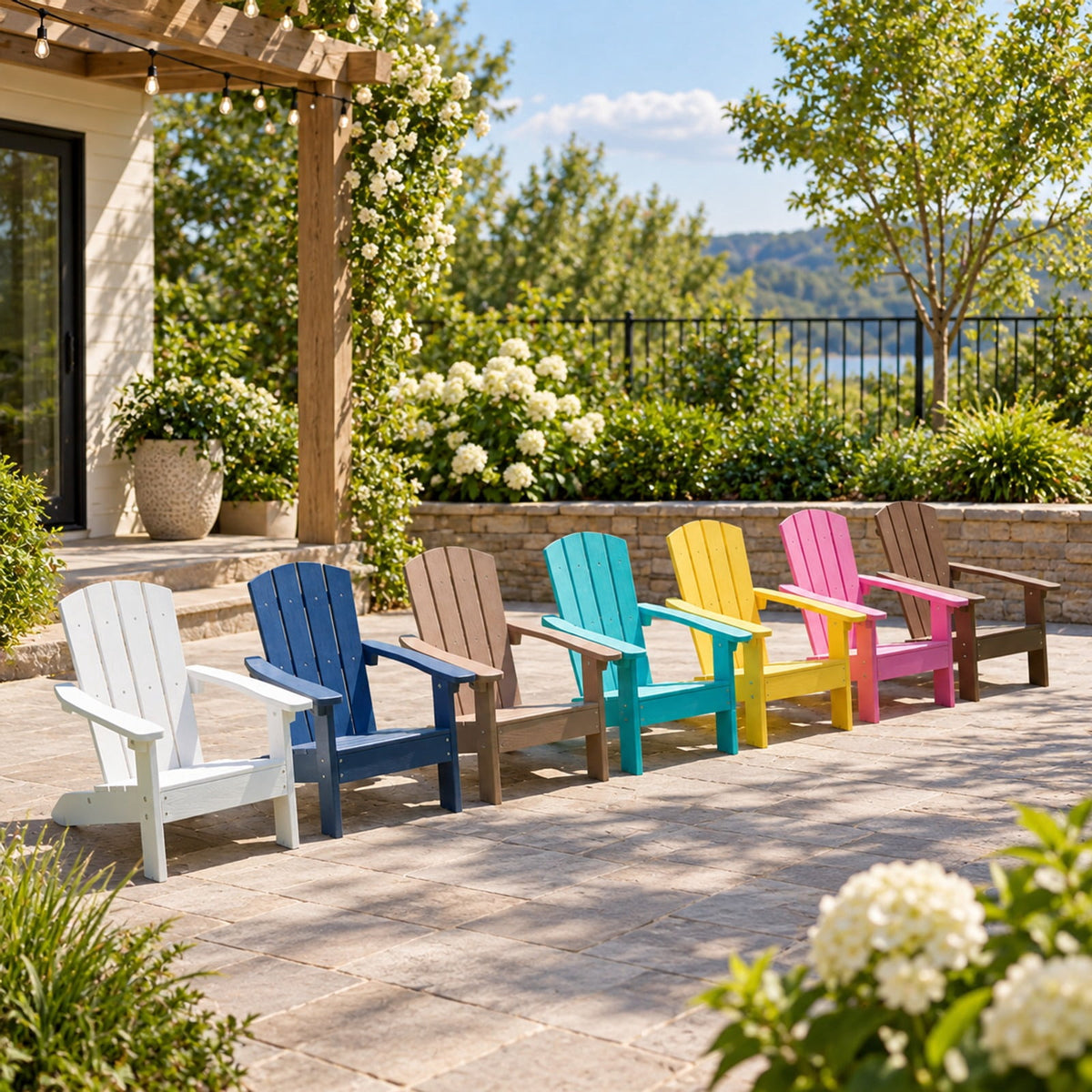 Airfind All-Weather HDPE Kids Adirondack Chair with with High Backrest and Armrests, 165 lbs Capacity, Wood-like HIPS Frame, Natural