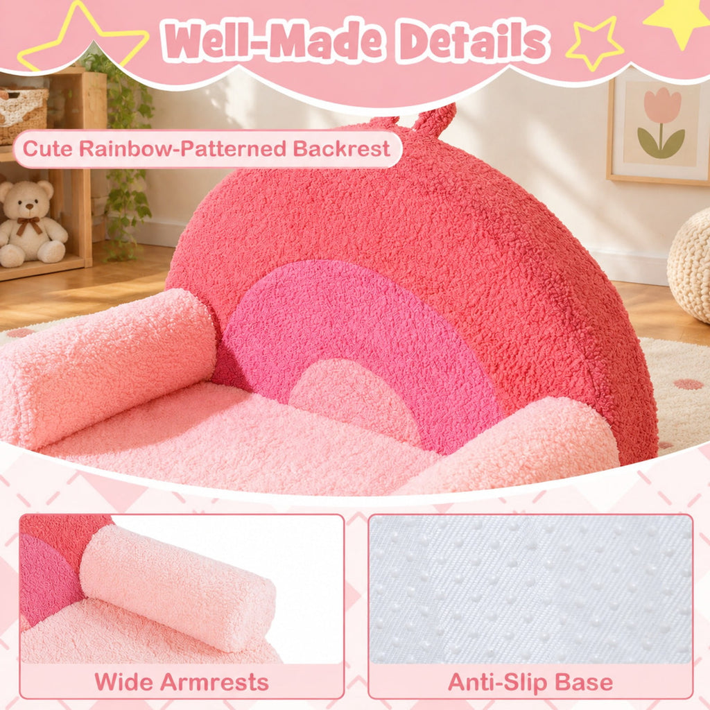 Airfind Kids Sofa Toddler Foam Couch with Soft Fleece Fabric Cover, Teddy Fleece Fabric Frame, for 3+ years old, 21.5in x 17.5in x 17.5in Footprint