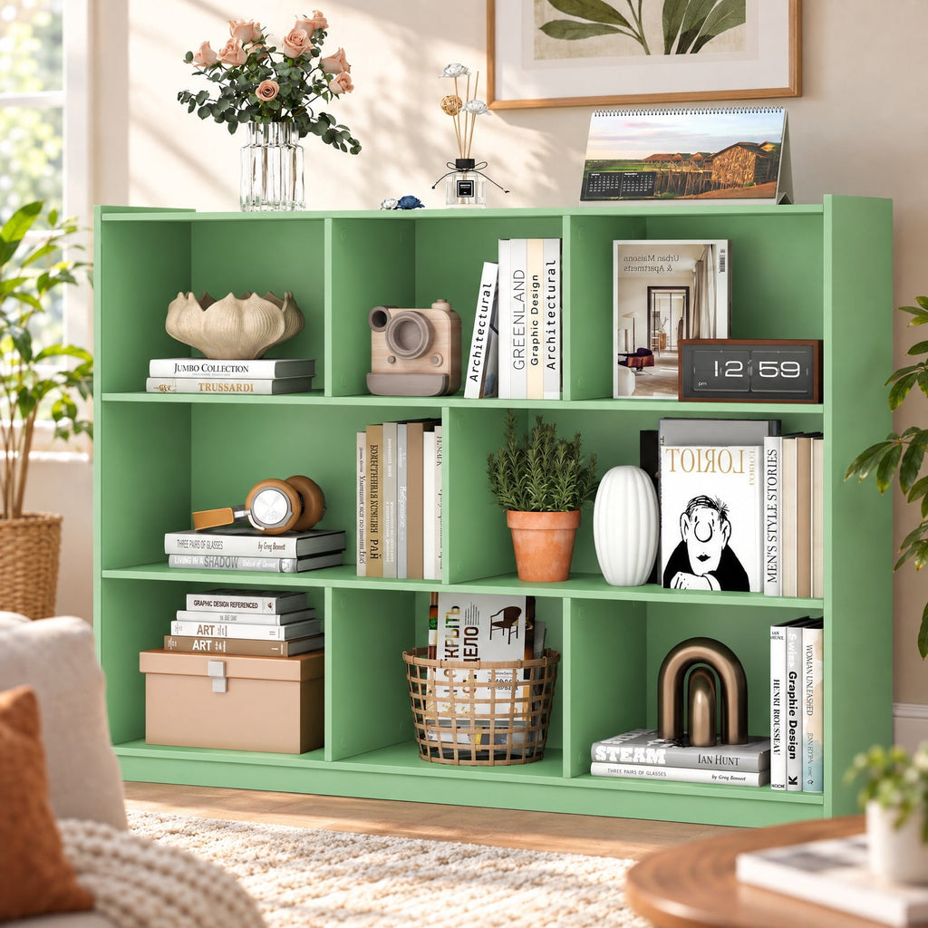 Airfind 3-Tier Open Bookcase 8-Cube Floor Standing Storage Shelves, 132 lbs Capacity, Engineered wood MDF Frame, 48 x 12.5 x 36.5 Footprint
