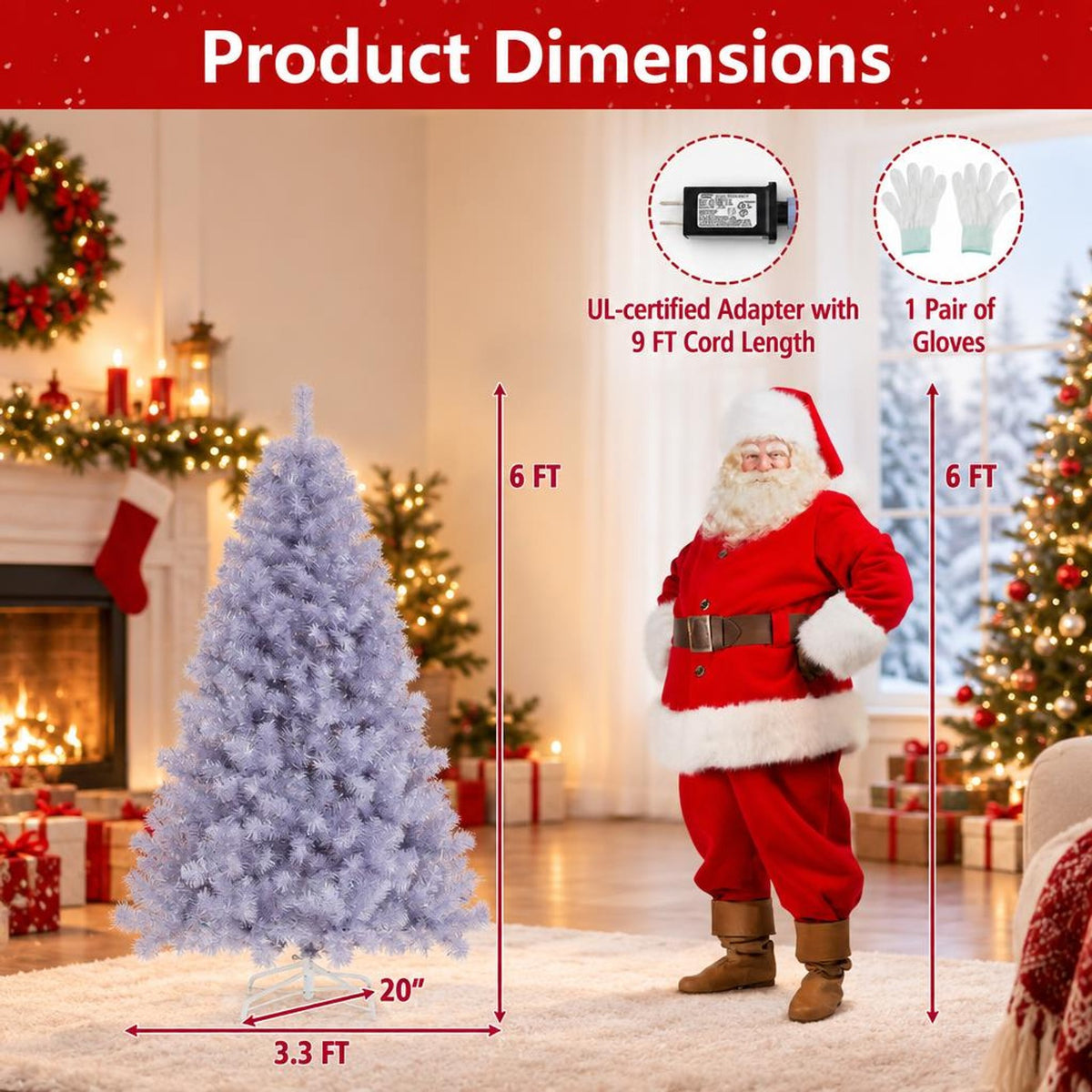 Airfind 6/7.5 FT Pre-Lit Tinsel Christmas Tree Artificial Xmas Tree, PVC PET Metal S/M Frame, 3.3 x 6 ft Footprint, Deep Purple